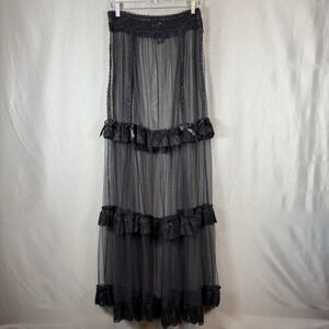 Dolls Kill Graveyard Glam Black Sheer Maxi Skirt XL Goth Vampire Fetish NWOT